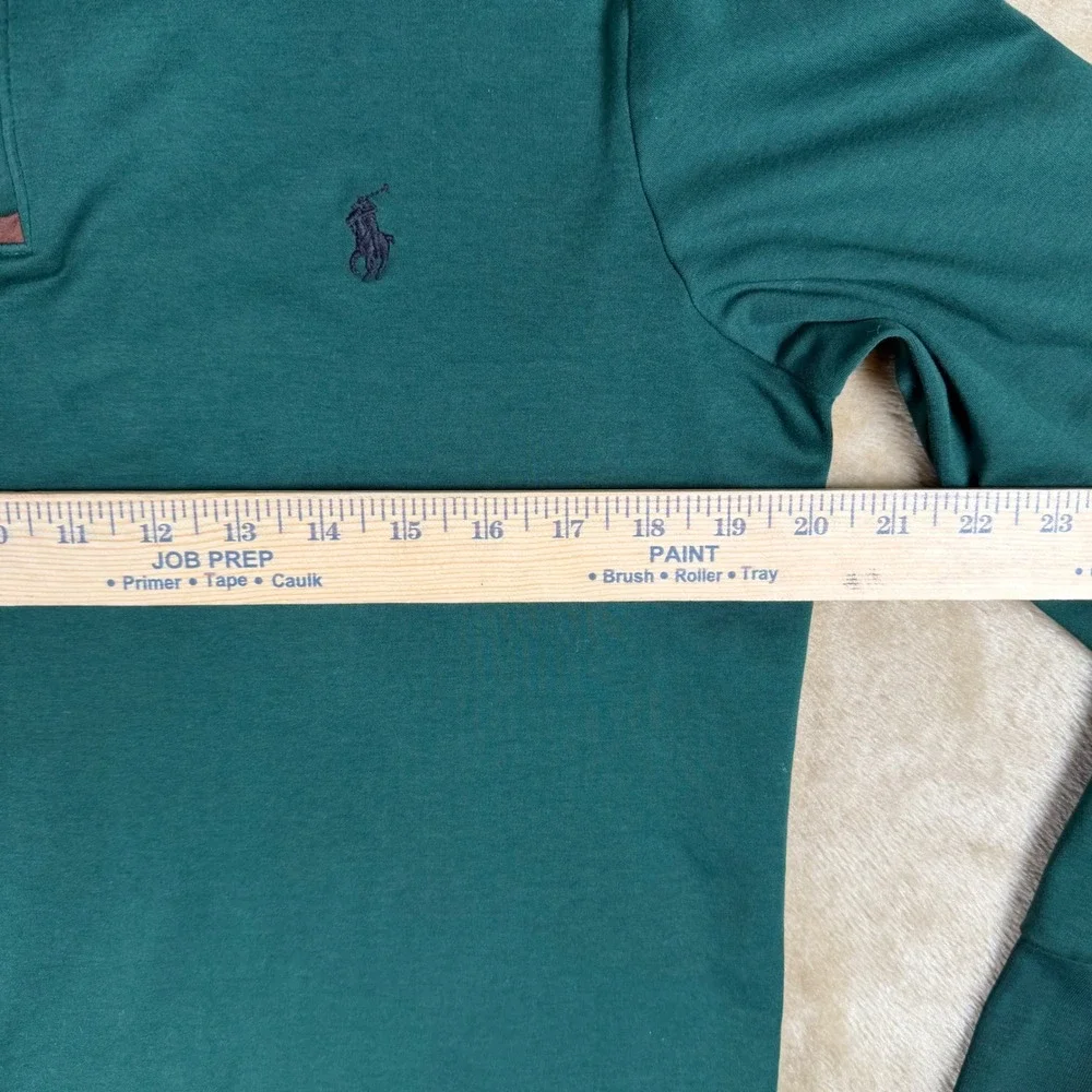 Polo Ralph Lauren Mens Quarter Zip Pullover Hunter Green Cotton Sweater Size M